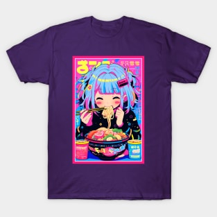 Cute Anime Girl |  Ramen Noodles | Hentaii Chibi Kawaii Design T-Shirt